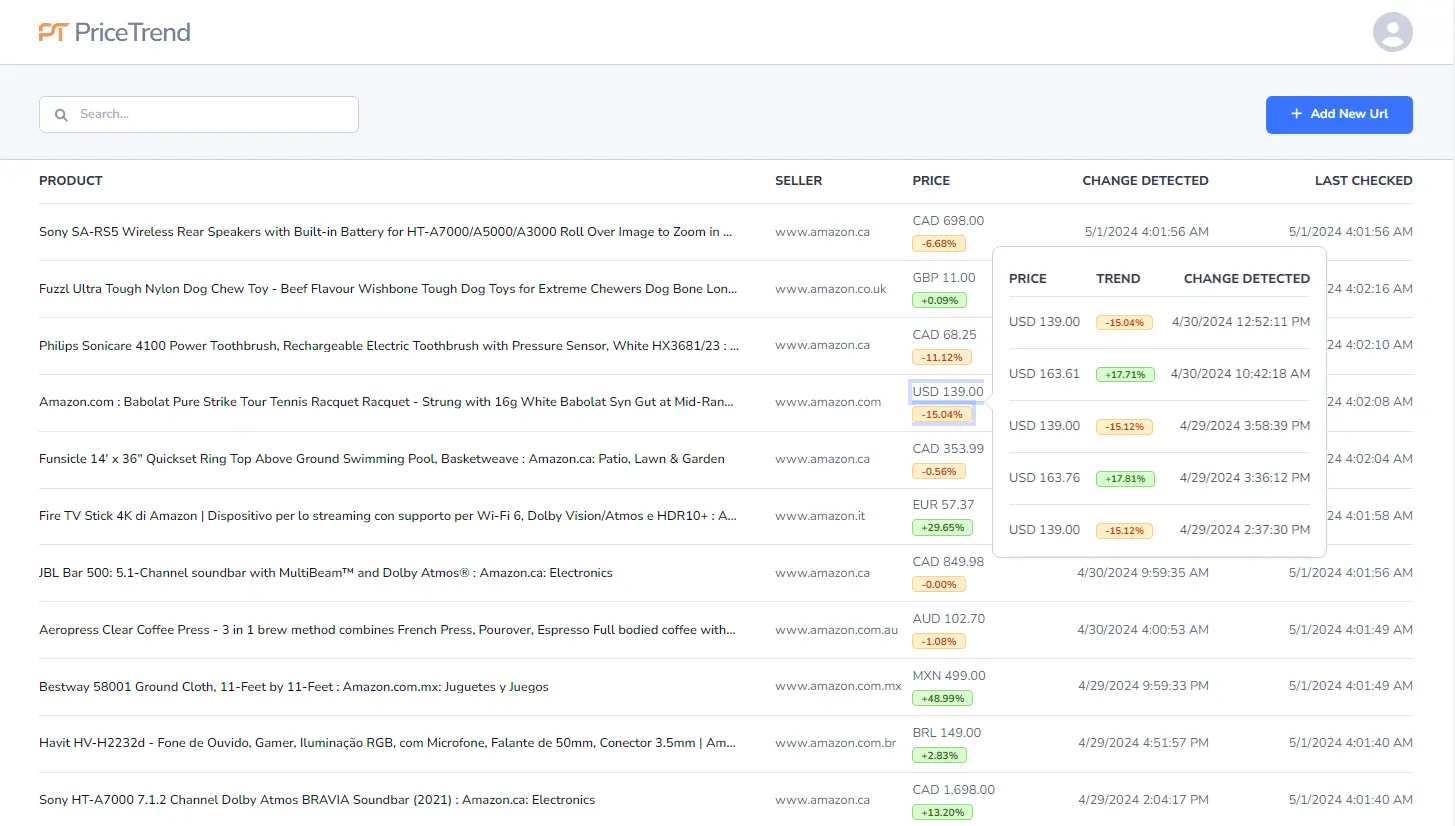 PriceTrend Competitor Price Monitoring